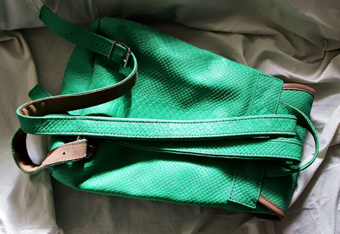 Plecak skórzany kroko zielony tył